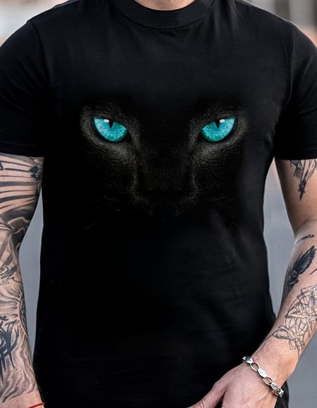 Men's Fashionable Color Blocked Short Sleeved Round Neck T-shirt, Summer Outdoor, 3D Heartbeat And Airplane Graphic Printing