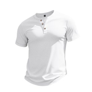 Muscle Bamboo Retro Henley Shirt Short Sleeve