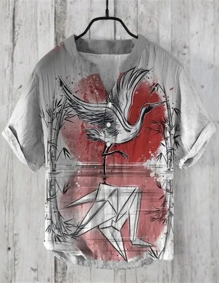 Summer Beach Casual Men's Clothing Short Sleeve V-neck