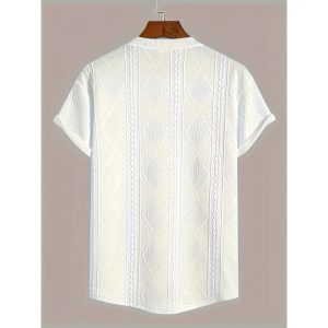 Geometric Embroidery Casual Short Sleeve