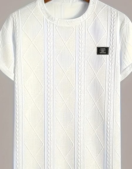 Geometric Embroidery Casual Short Sleeve